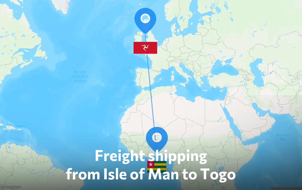 Shipping route from Isle of Man to Togo