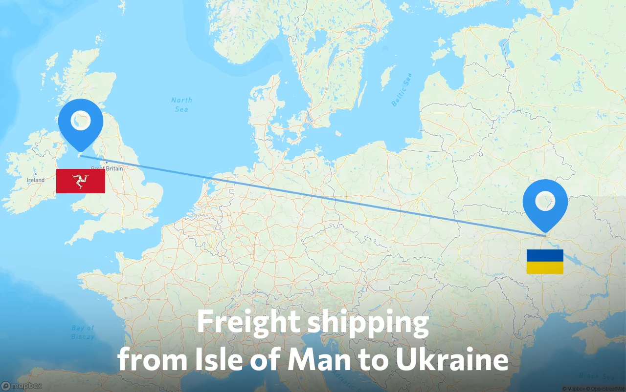 Shipping route from Isle of Man to Ukraine