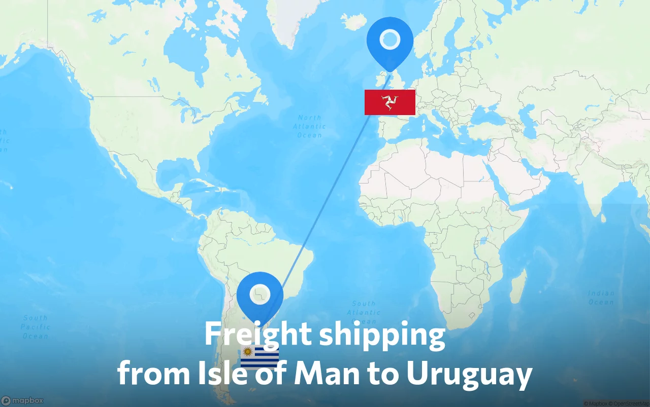 Shipping route from Isle of Man to Uruguay