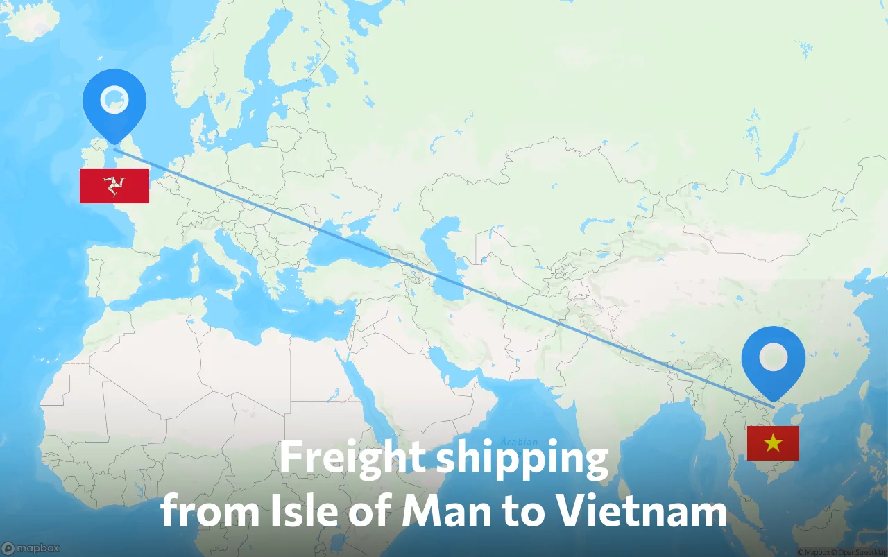Shipping route from Isle of Man to Vietnam