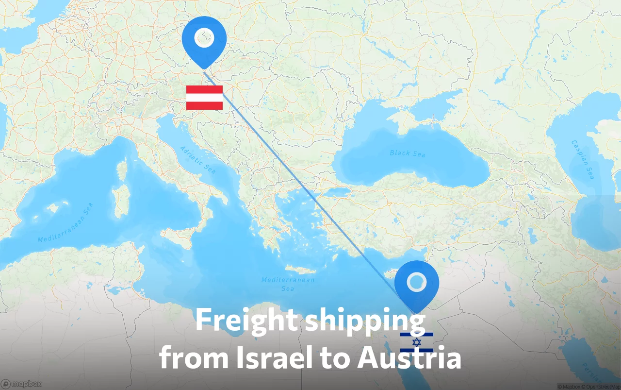 Shipping route from Israel to Austria