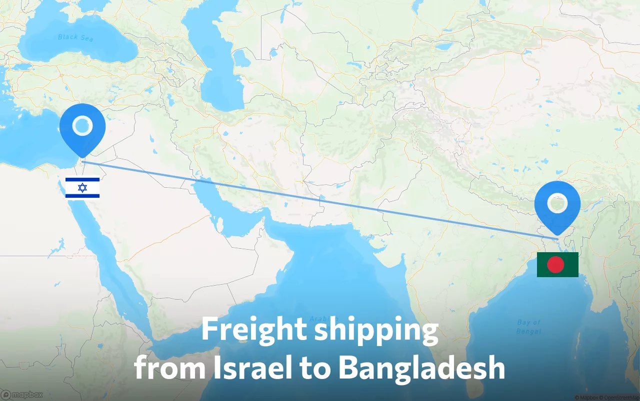 Shipping route from Israel to Bangladesh