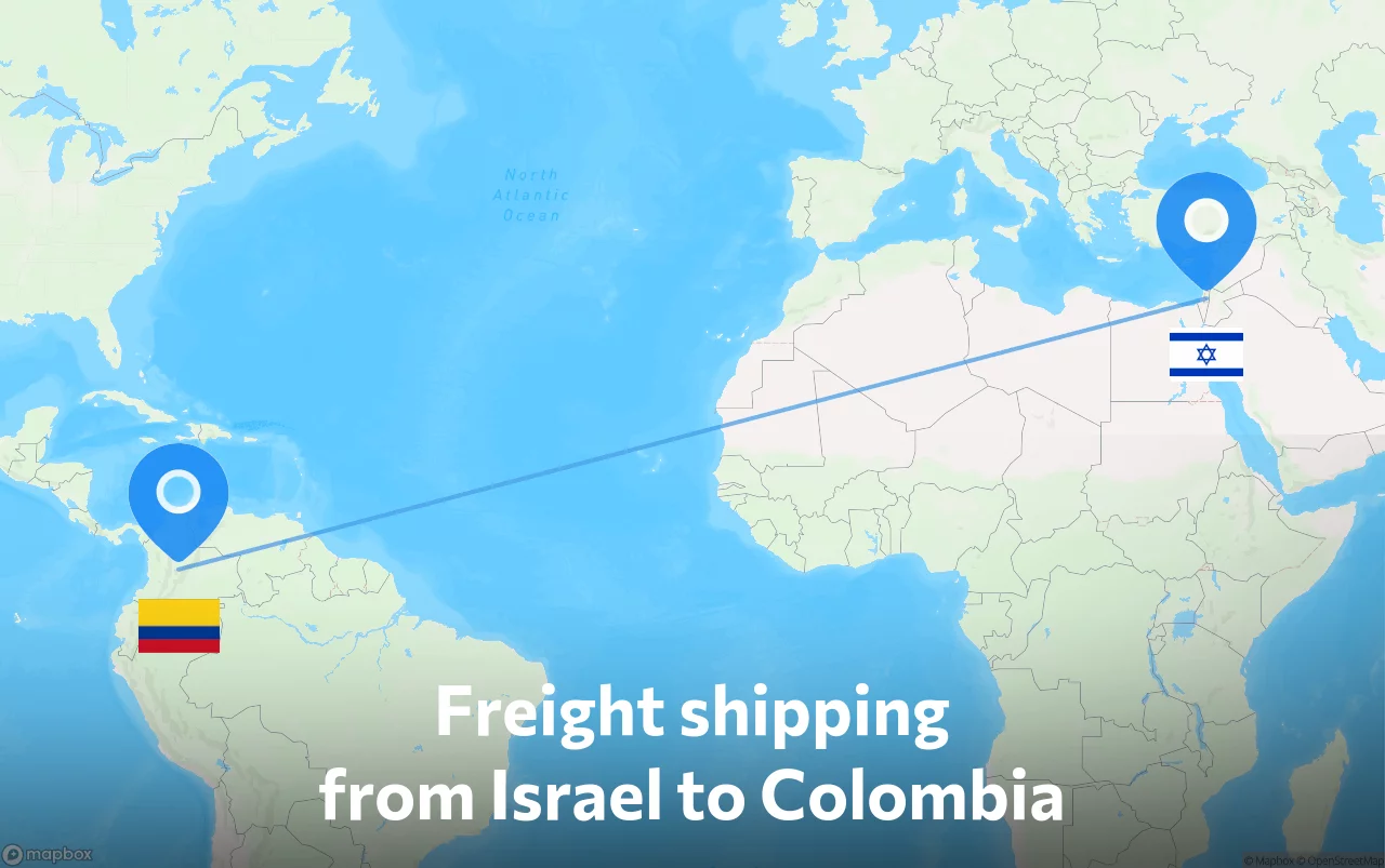 Shipping route from Israel to Colombia