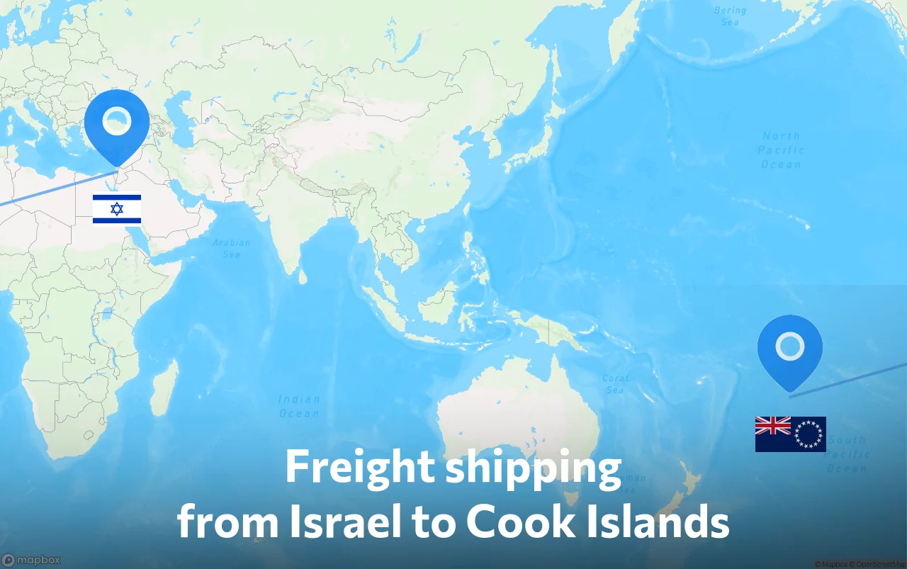 Shipping route from Israel to Cook Islands