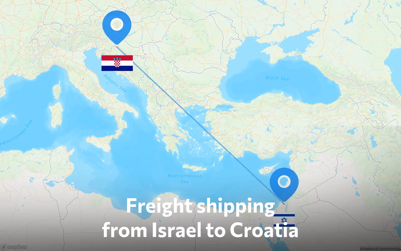 Shipping route from Israel to Croatia