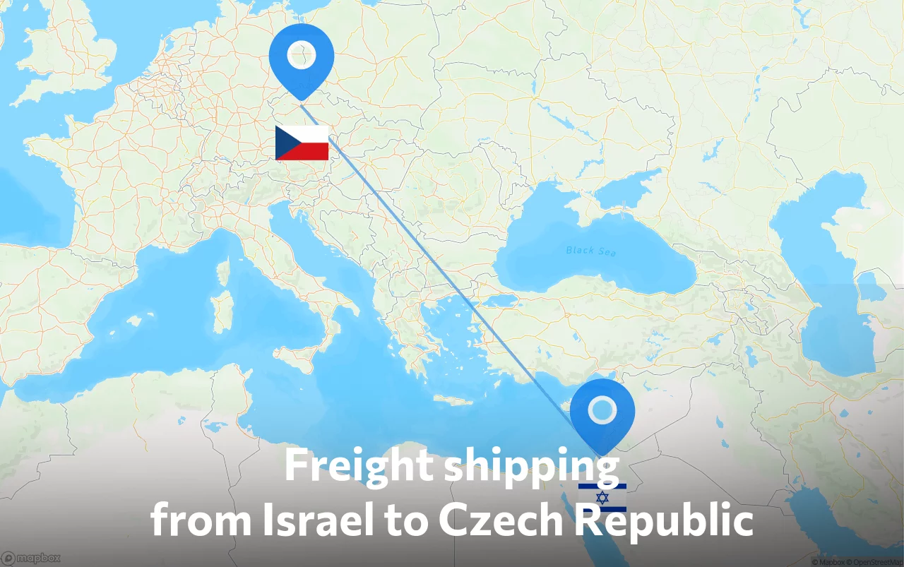 Shipping route from Israel to Czech Republic