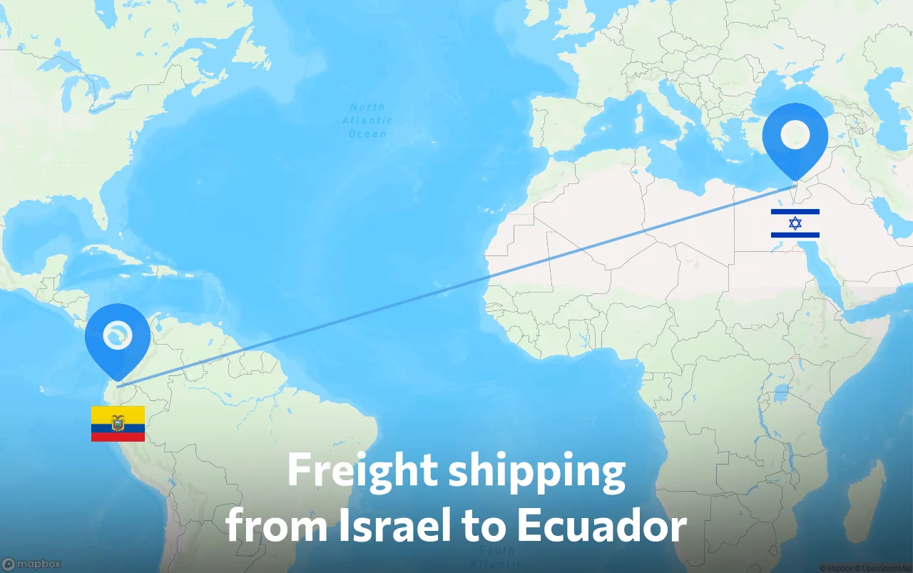 Shipping route from Israel to Ecuador