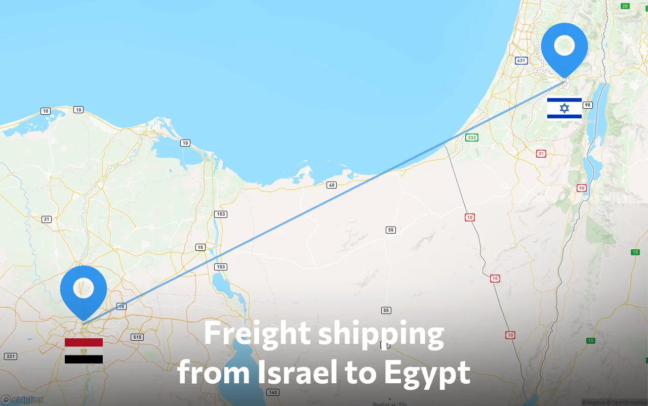 Shipping route from Israel to Egypt