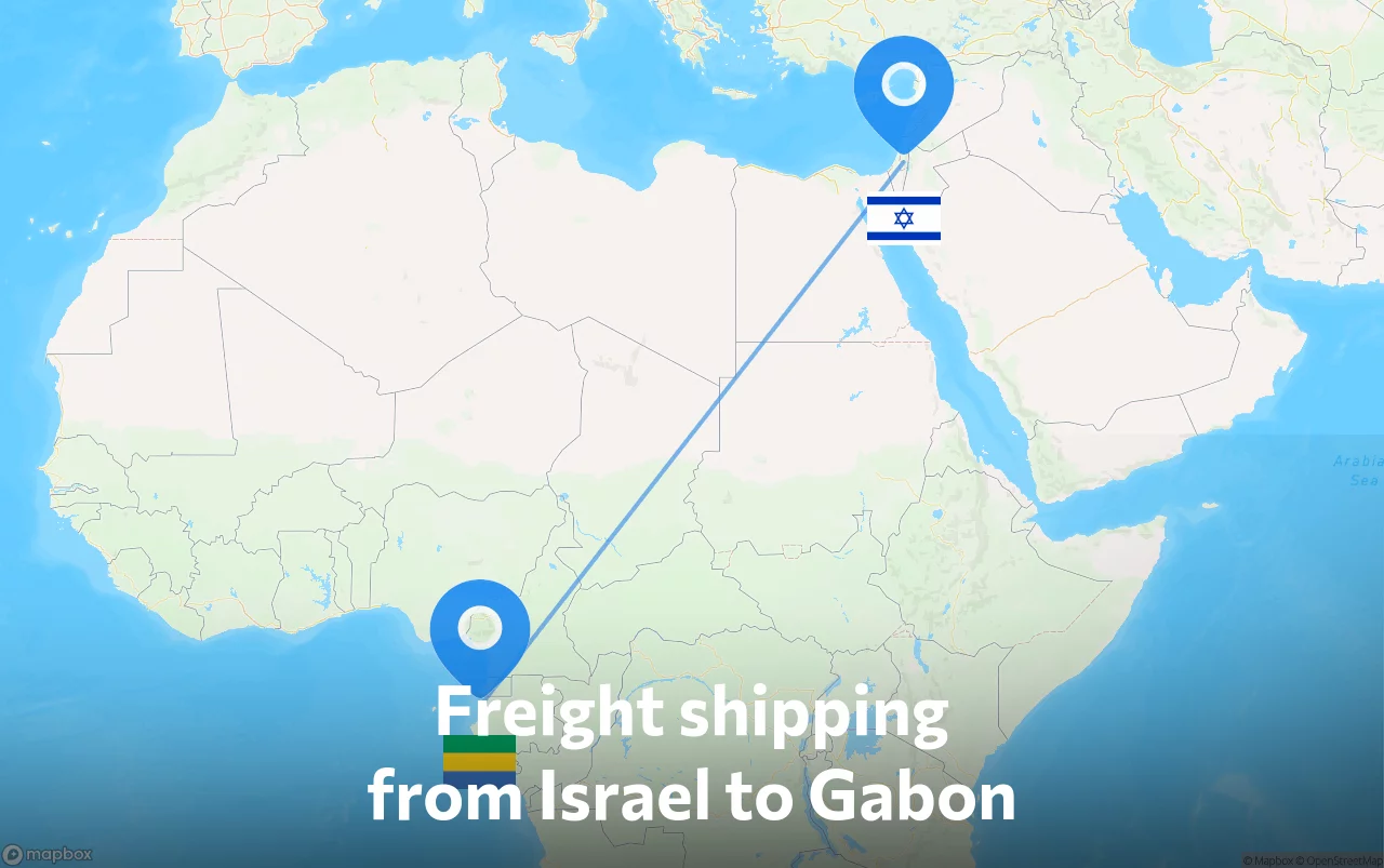 Shipping route from Israel to Gabon