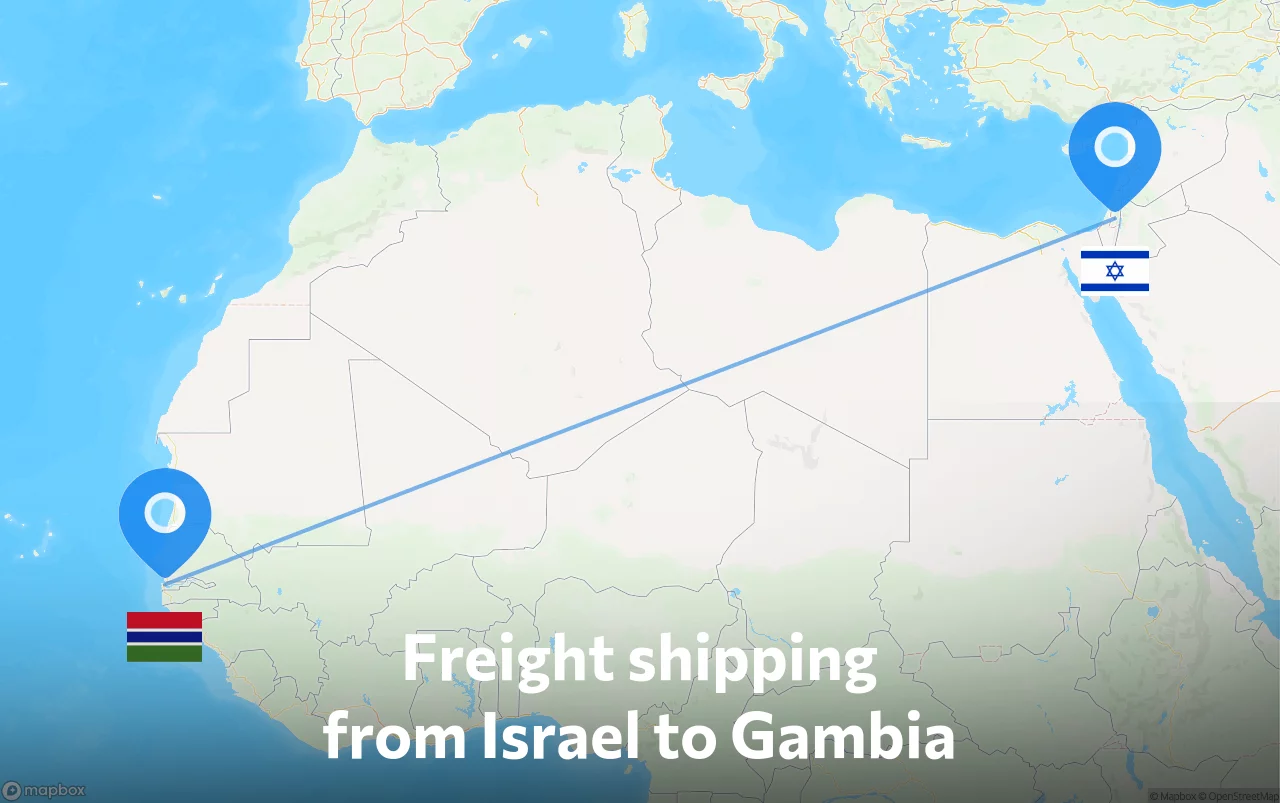 Shipping route from Israel to Gambia