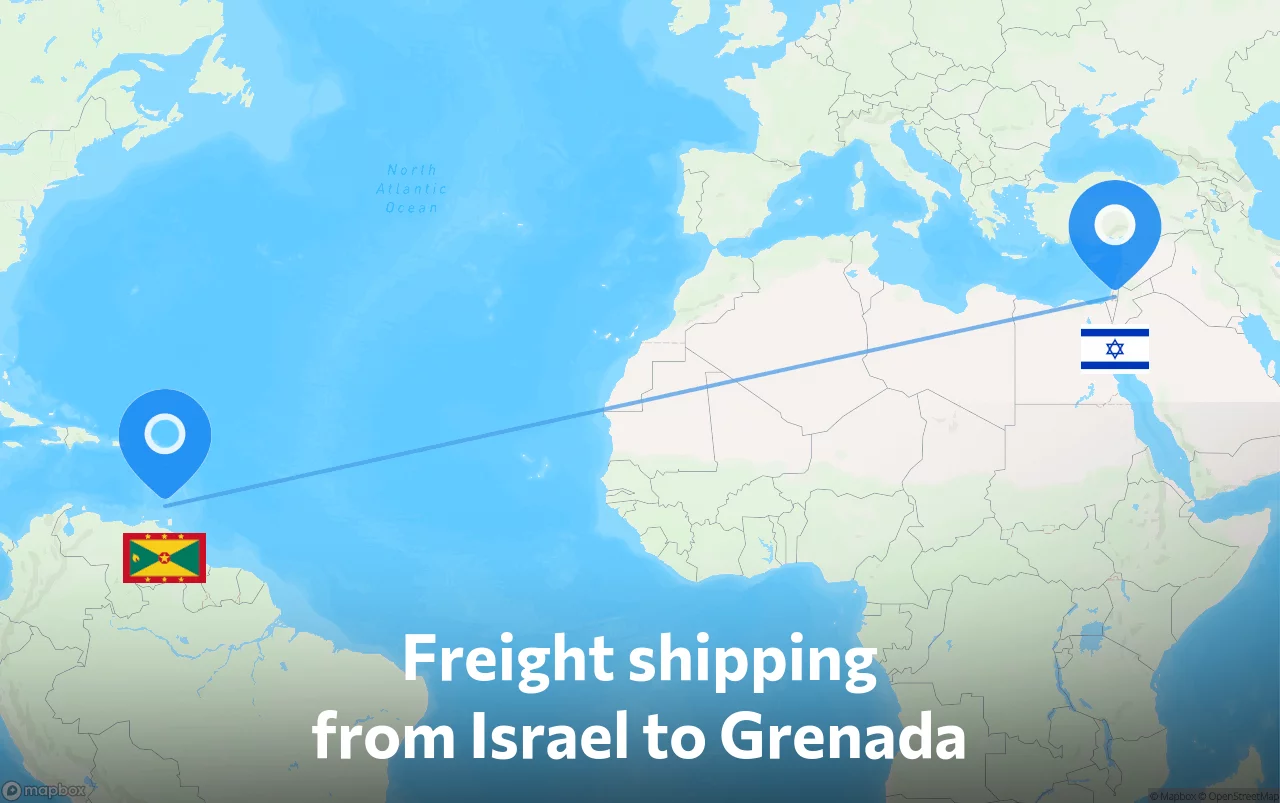 Shipping route from Israel to Grenada