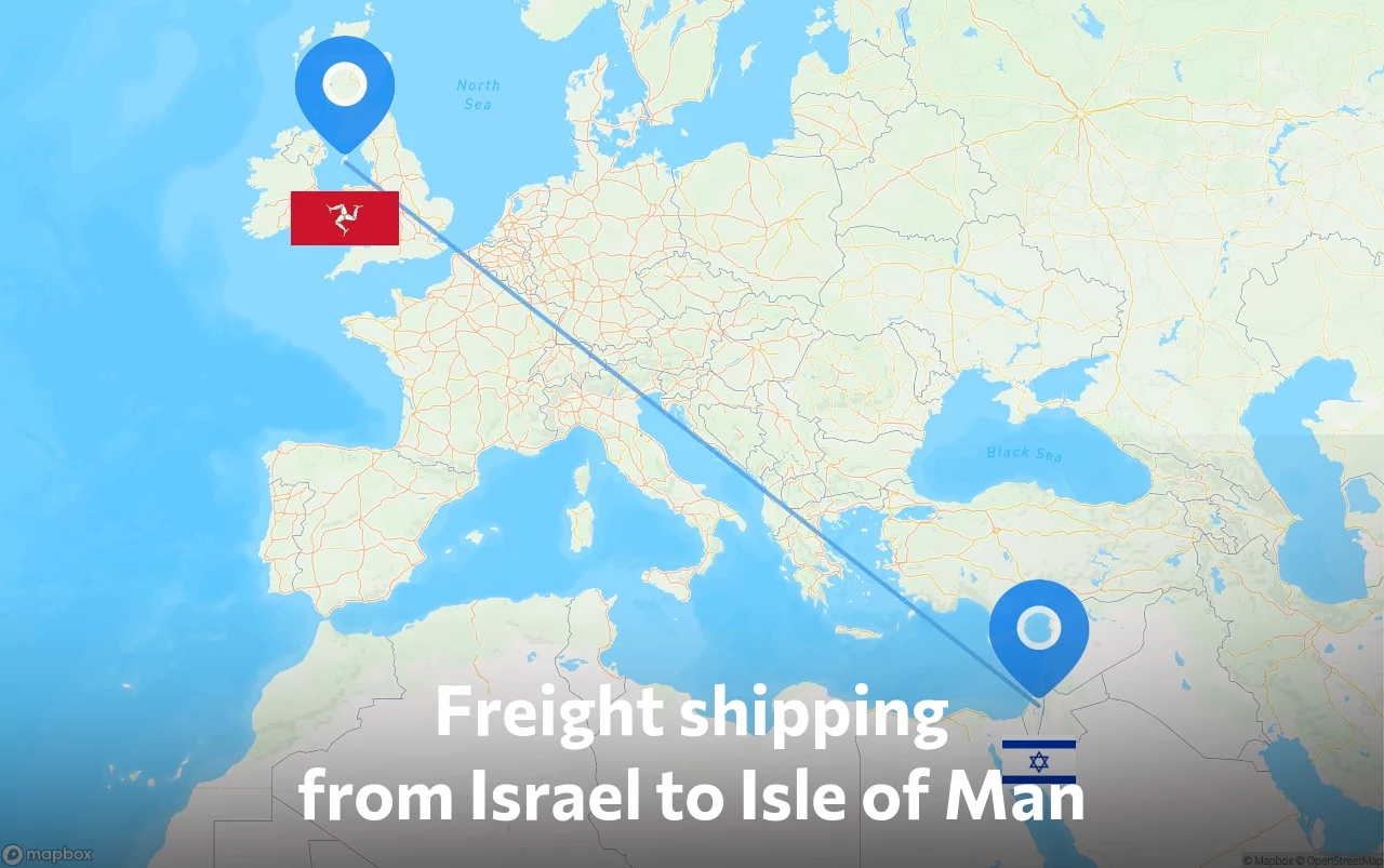 Shipping route from Israel to Isle of Man