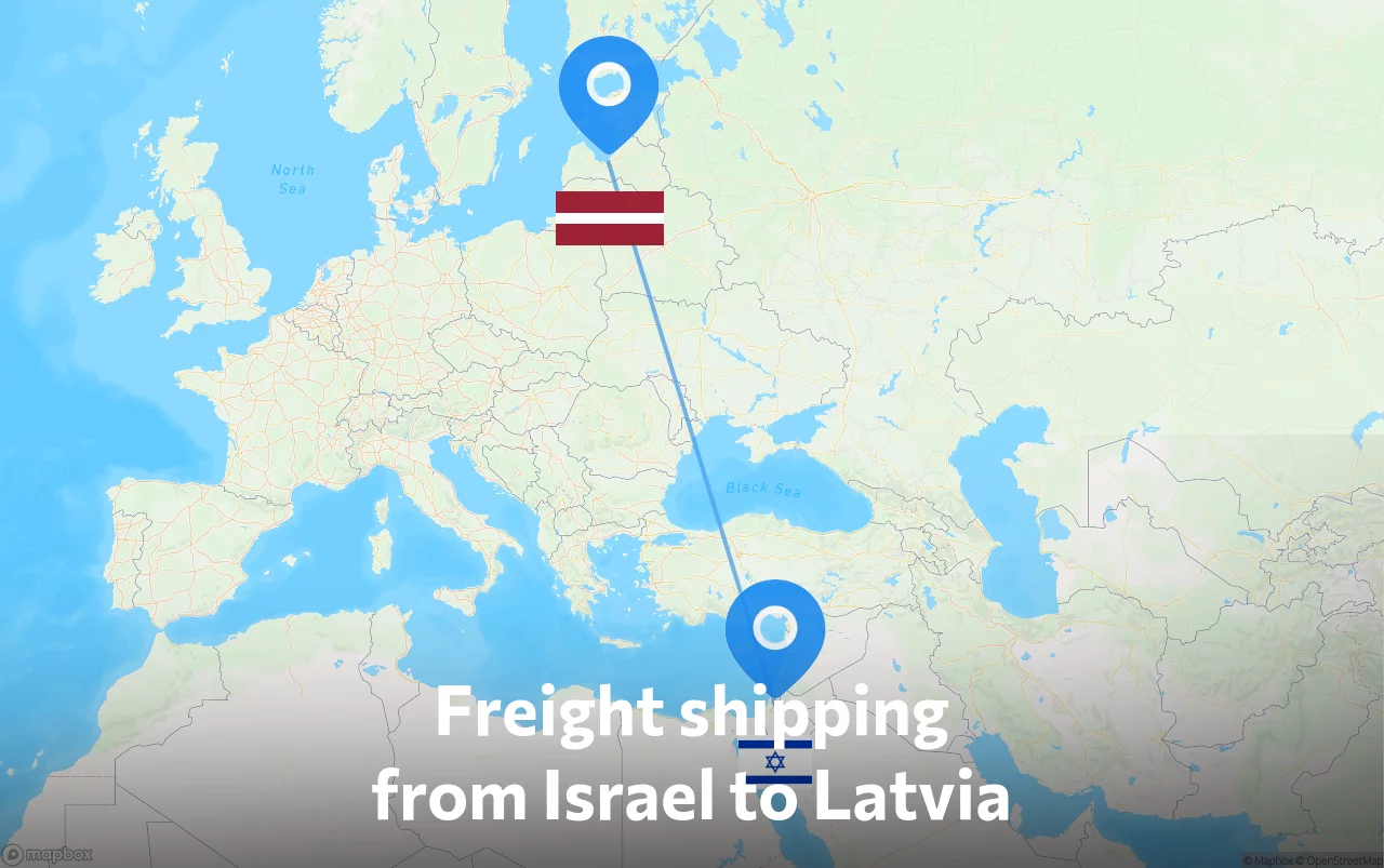 Shipping route from Israel to Latvia