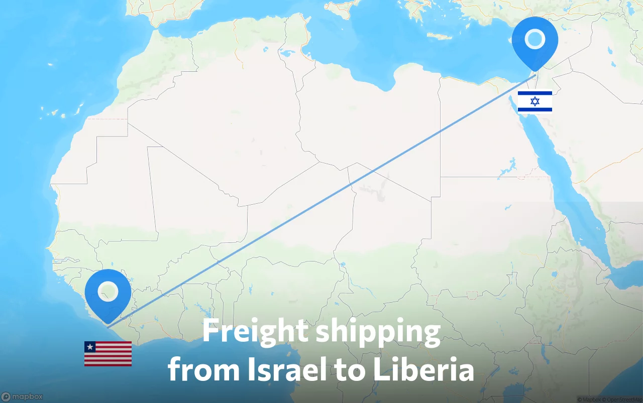 Shipping route from Israel to Liberia
