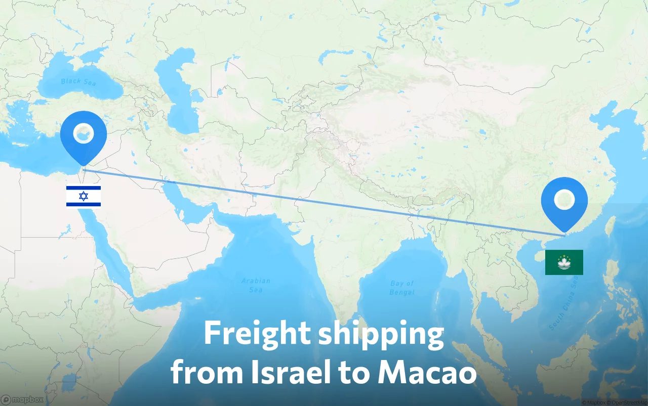 Shipping route from Israel to Macao