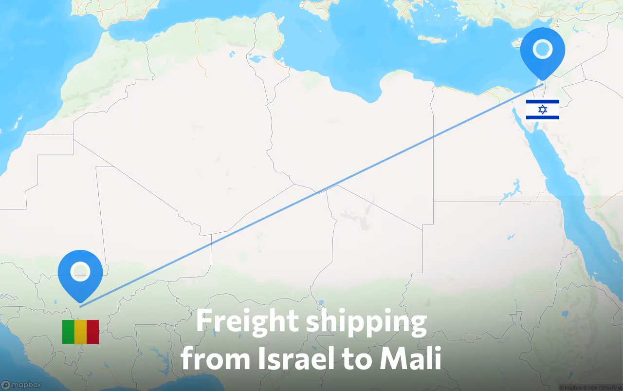 Shipping route from Israel to Mali