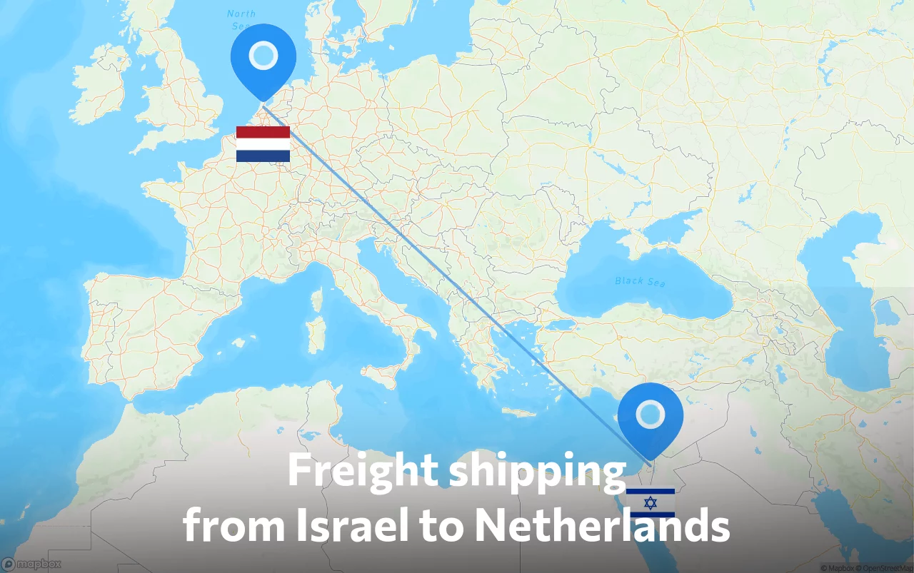 Shipping route from Israel to Netherlands