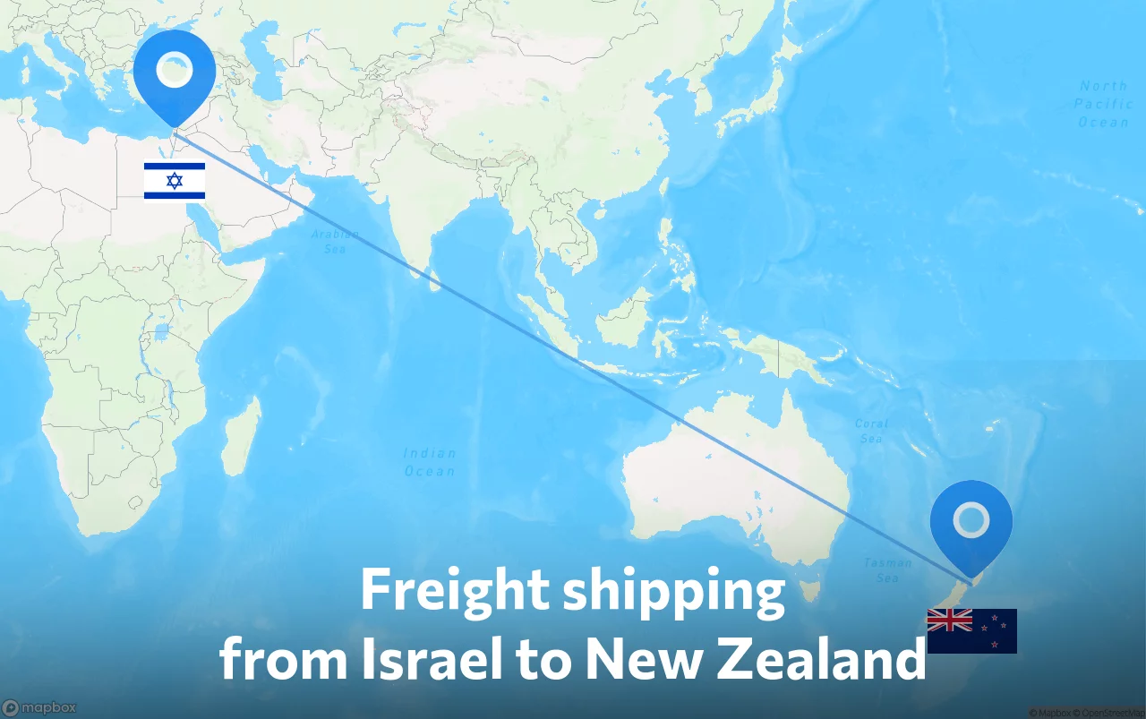 Shipping route from Israel to New Zealand