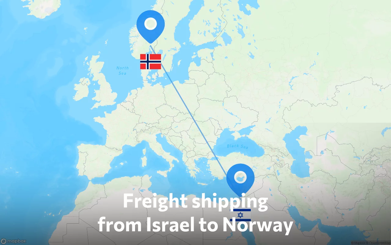 Shipping route from Israel to Norway