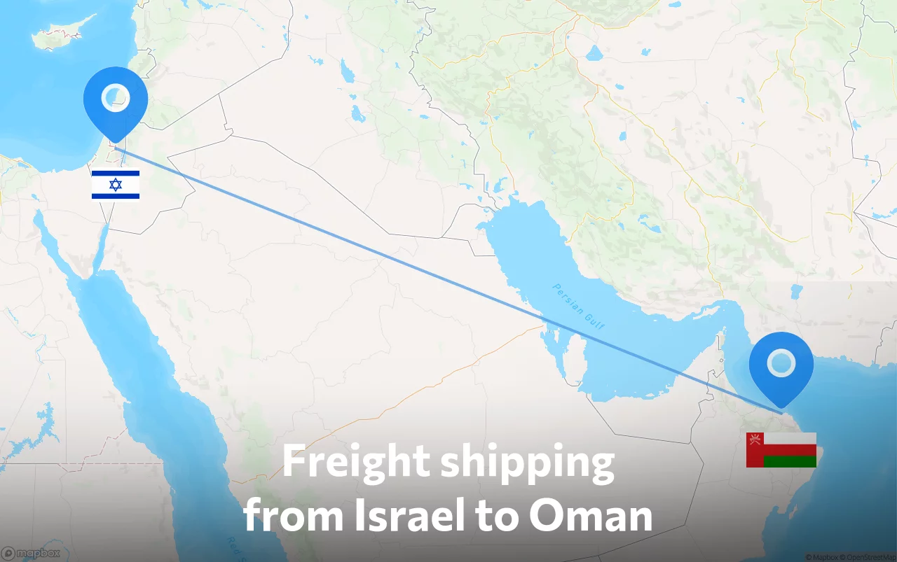 Shipping route from Israel to Oman