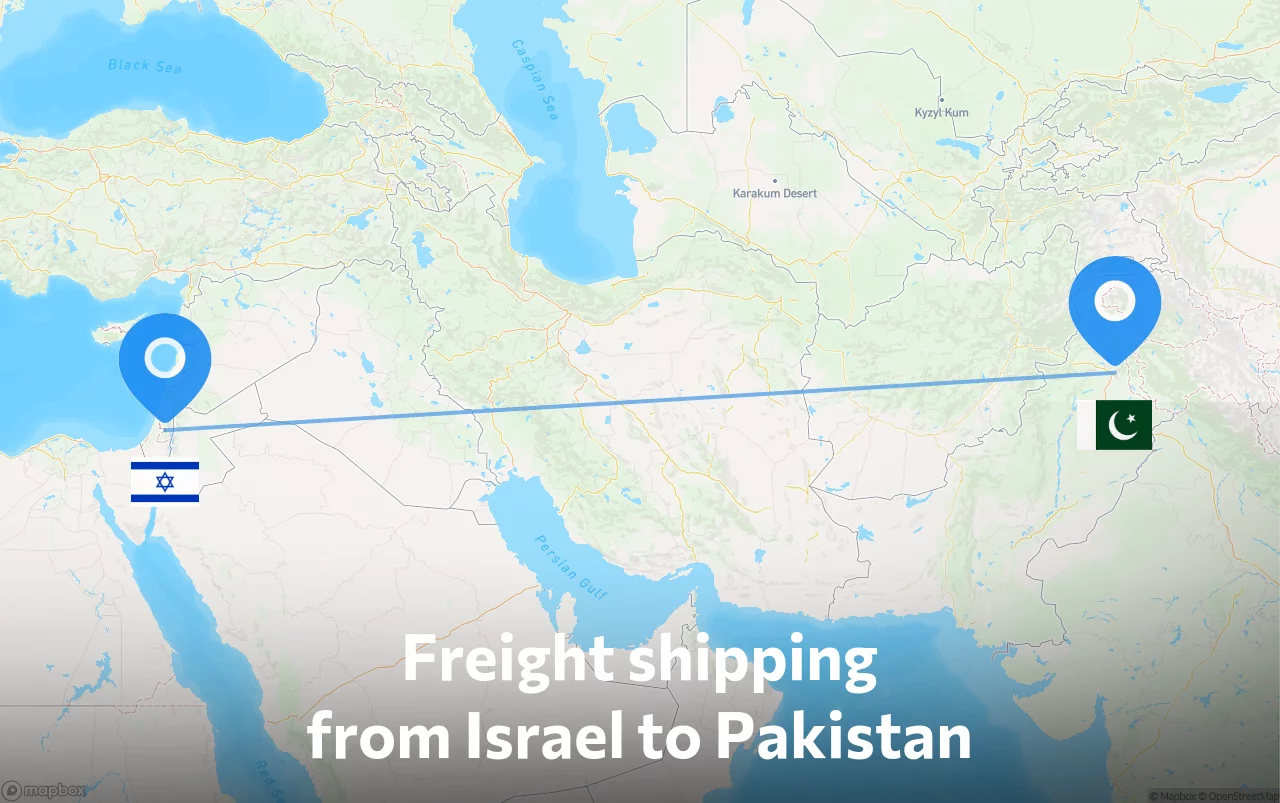 Shipping route from Israel to Pakistan