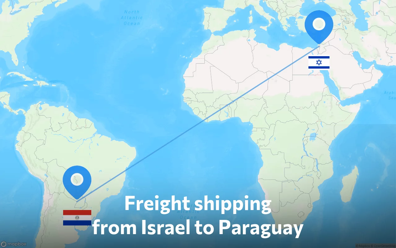 Shipping route from Israel to Paraguay
