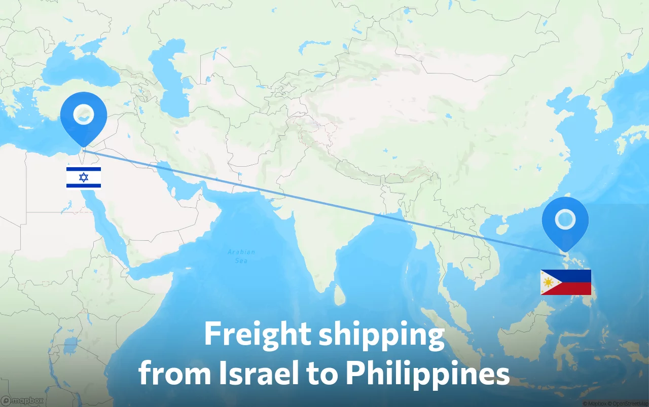 Shipping route from Israel to Philippines