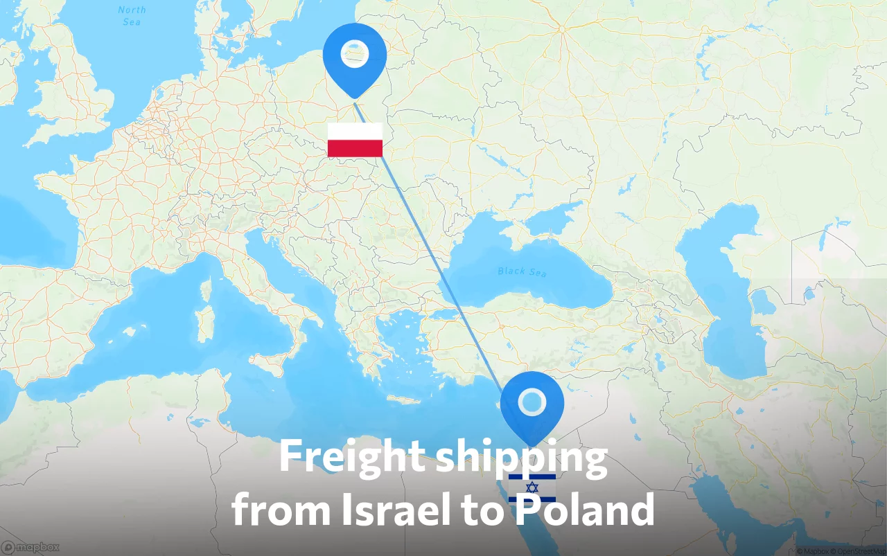 Shipping route from Israel to Poland
