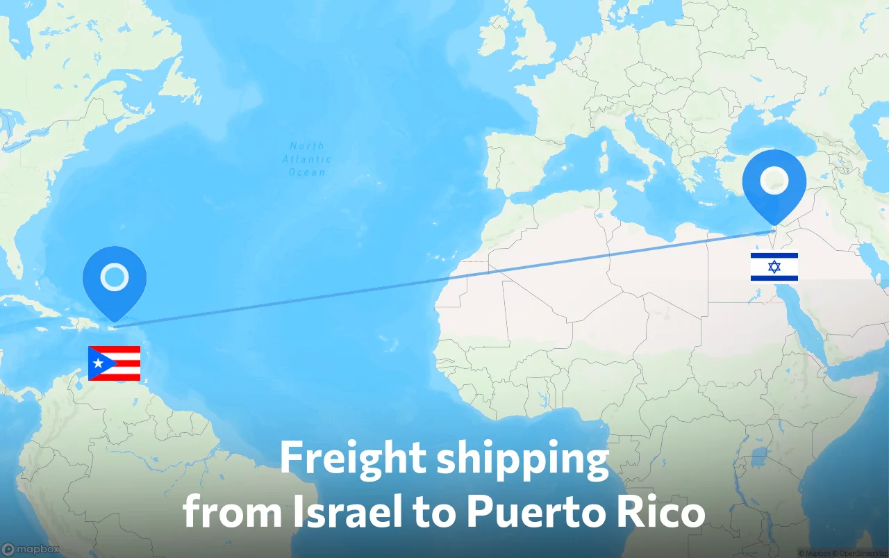 Shipping route from Israel to Puerto Rico