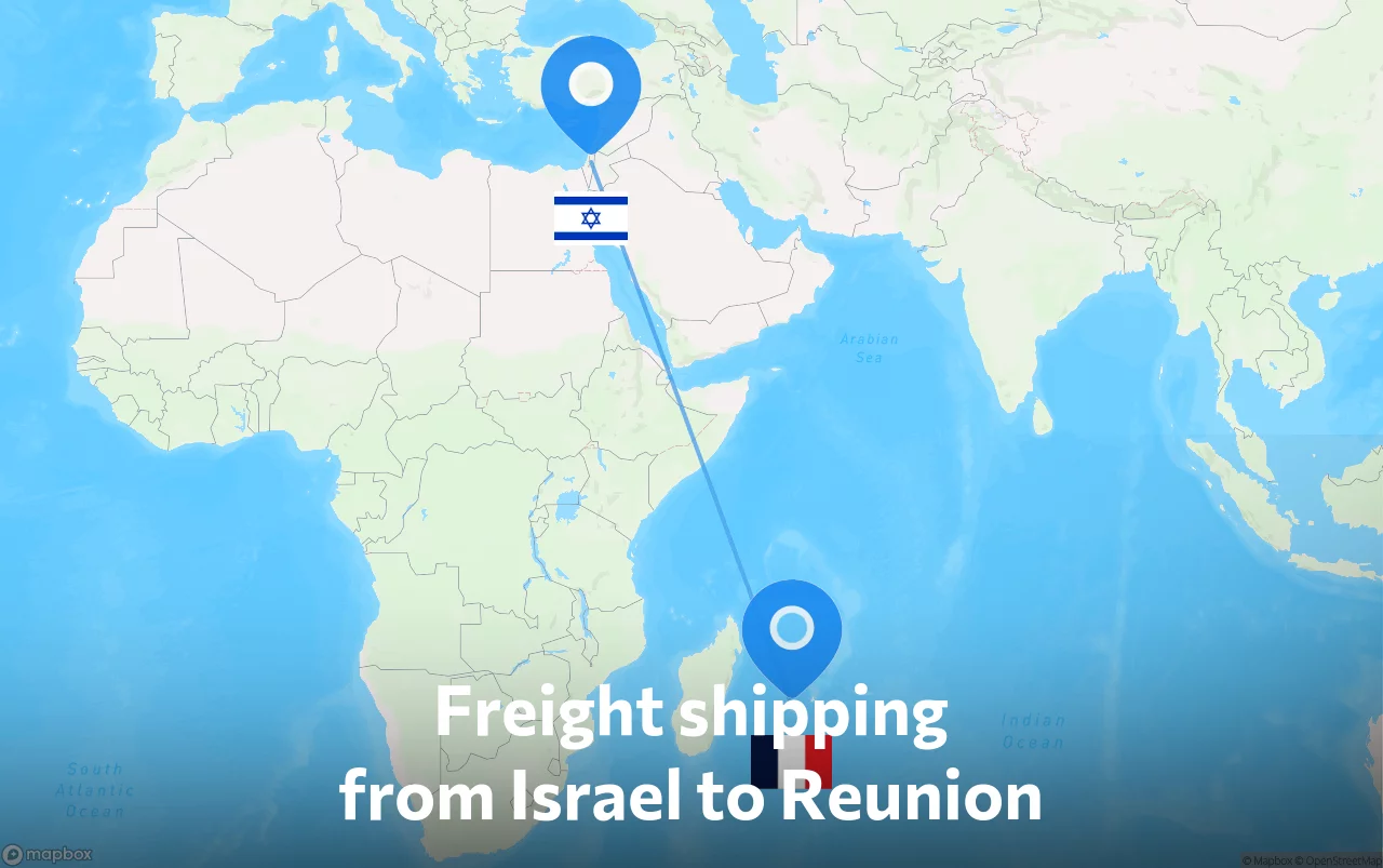 Shipping route from Israel to Reunion