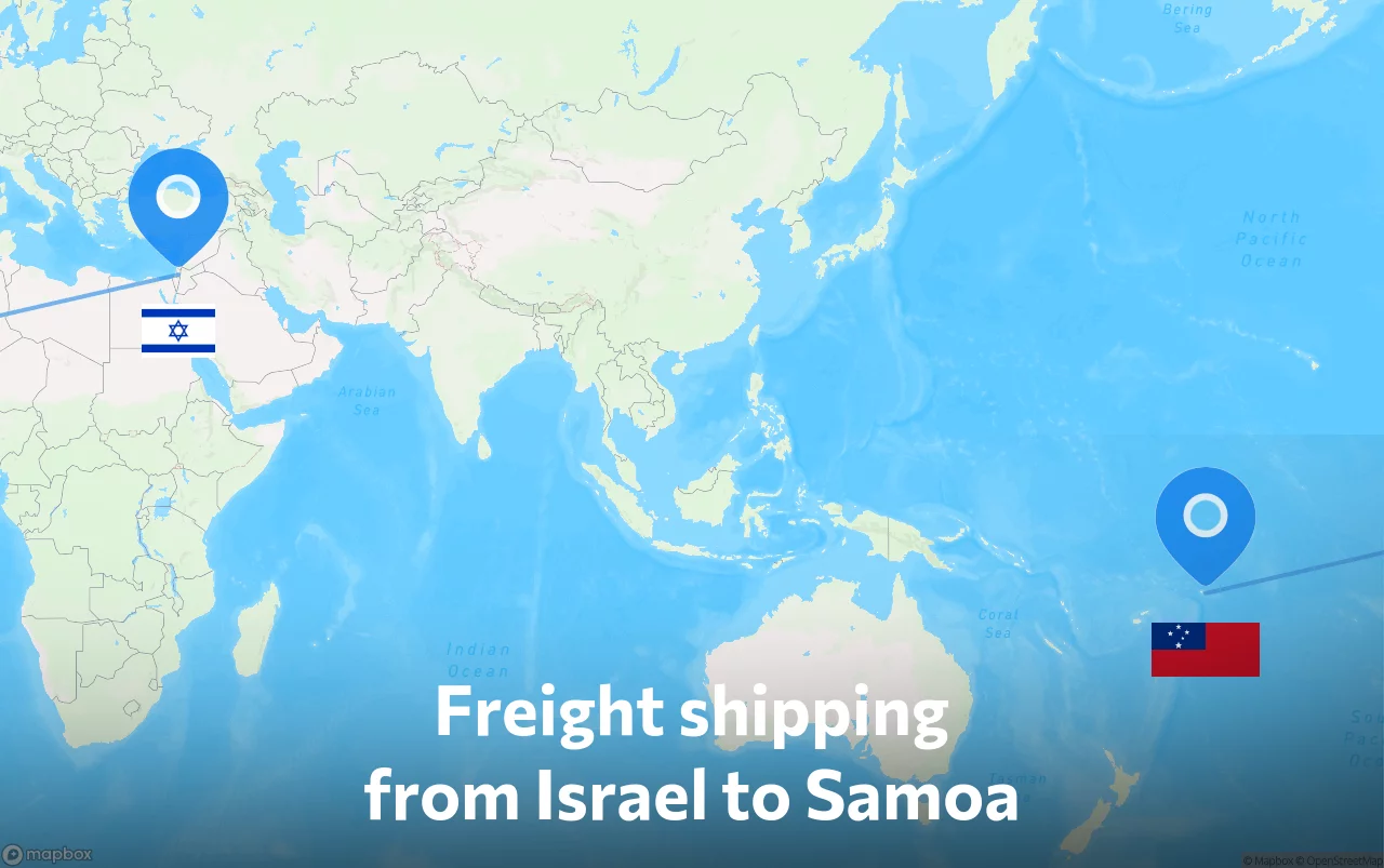Shipping route from Israel to Samoa