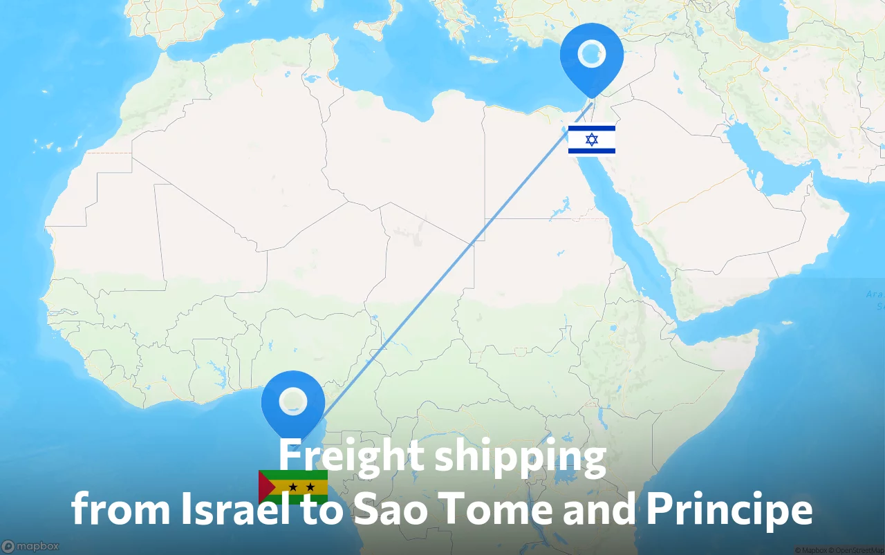 Shipping route from Israel to Sao Tome and Principe