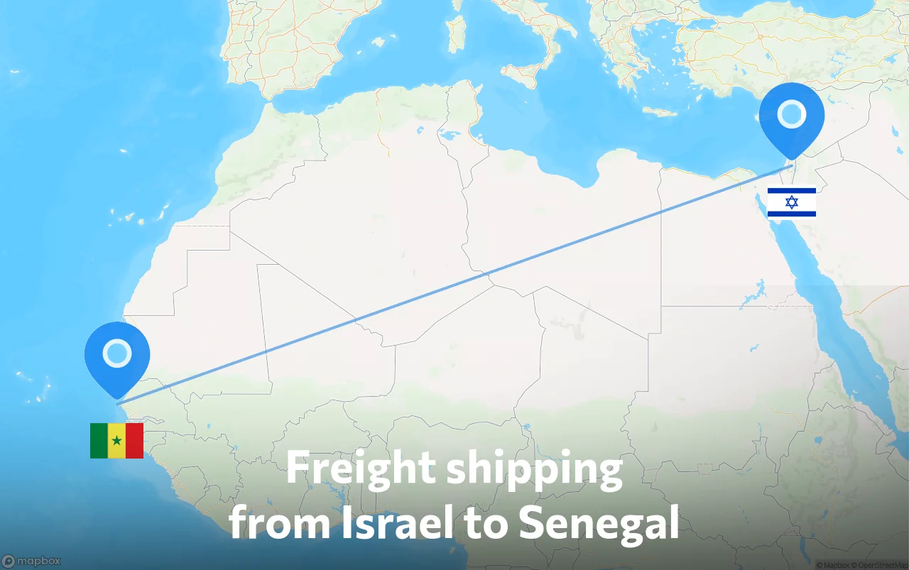 Shipping route from Israel to Senegal