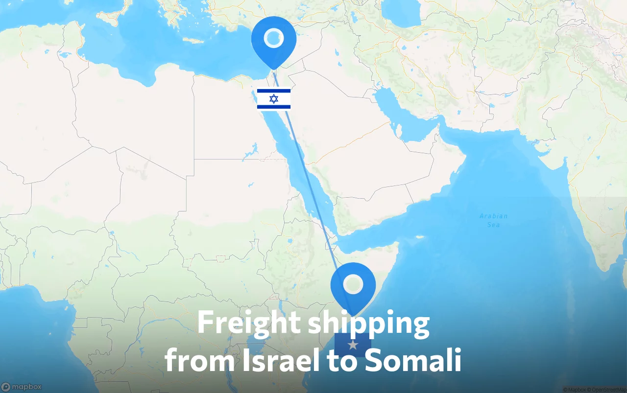 Shipping route from Israel to Somali