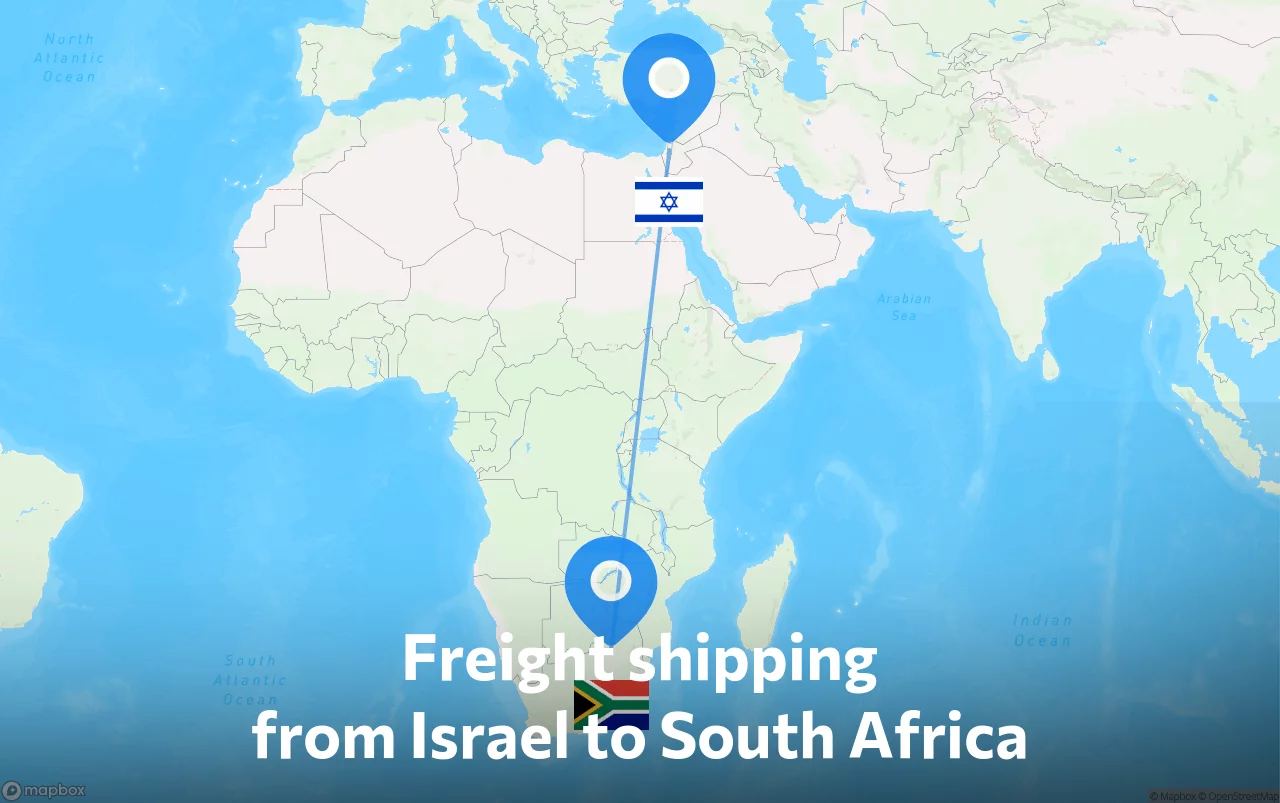 Shipping route from Israel to South Africa