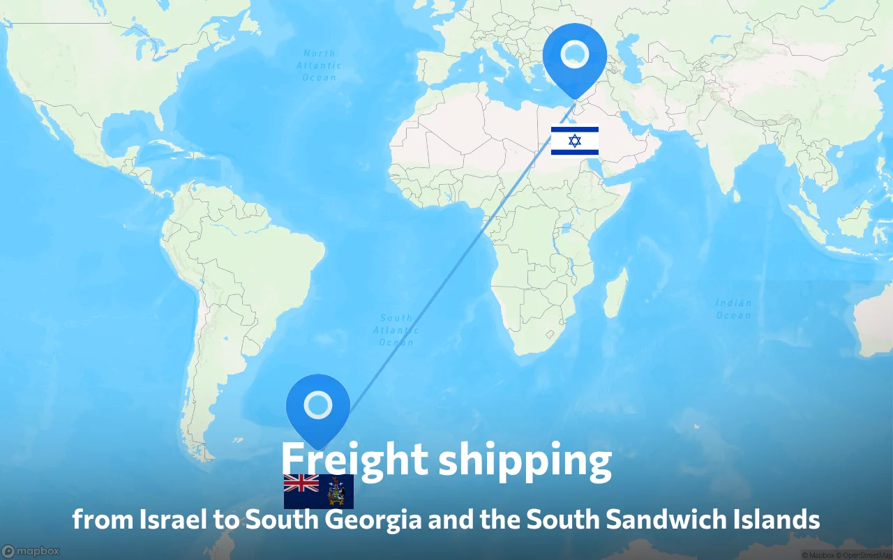 Shipping route from Israel to South Georgia and the South Sandwich Islands