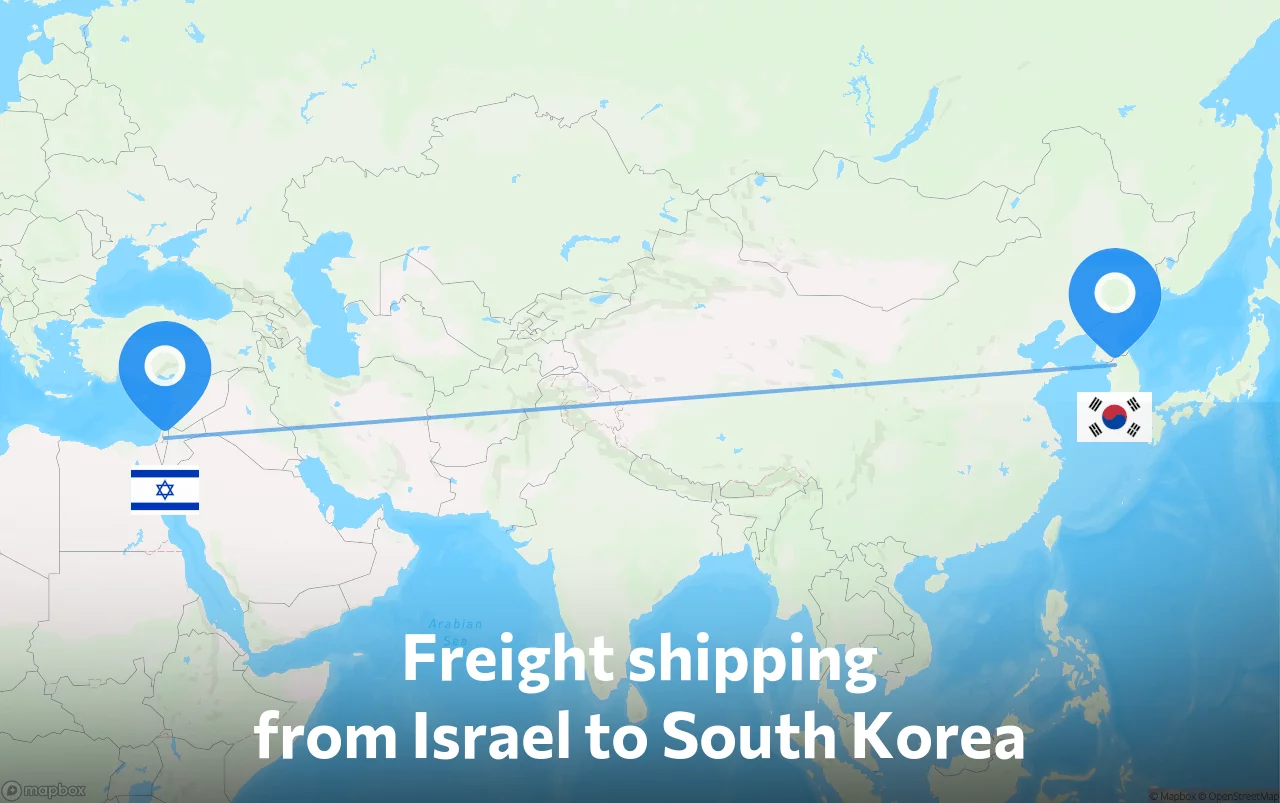 Shipping route from Israel to South Korea