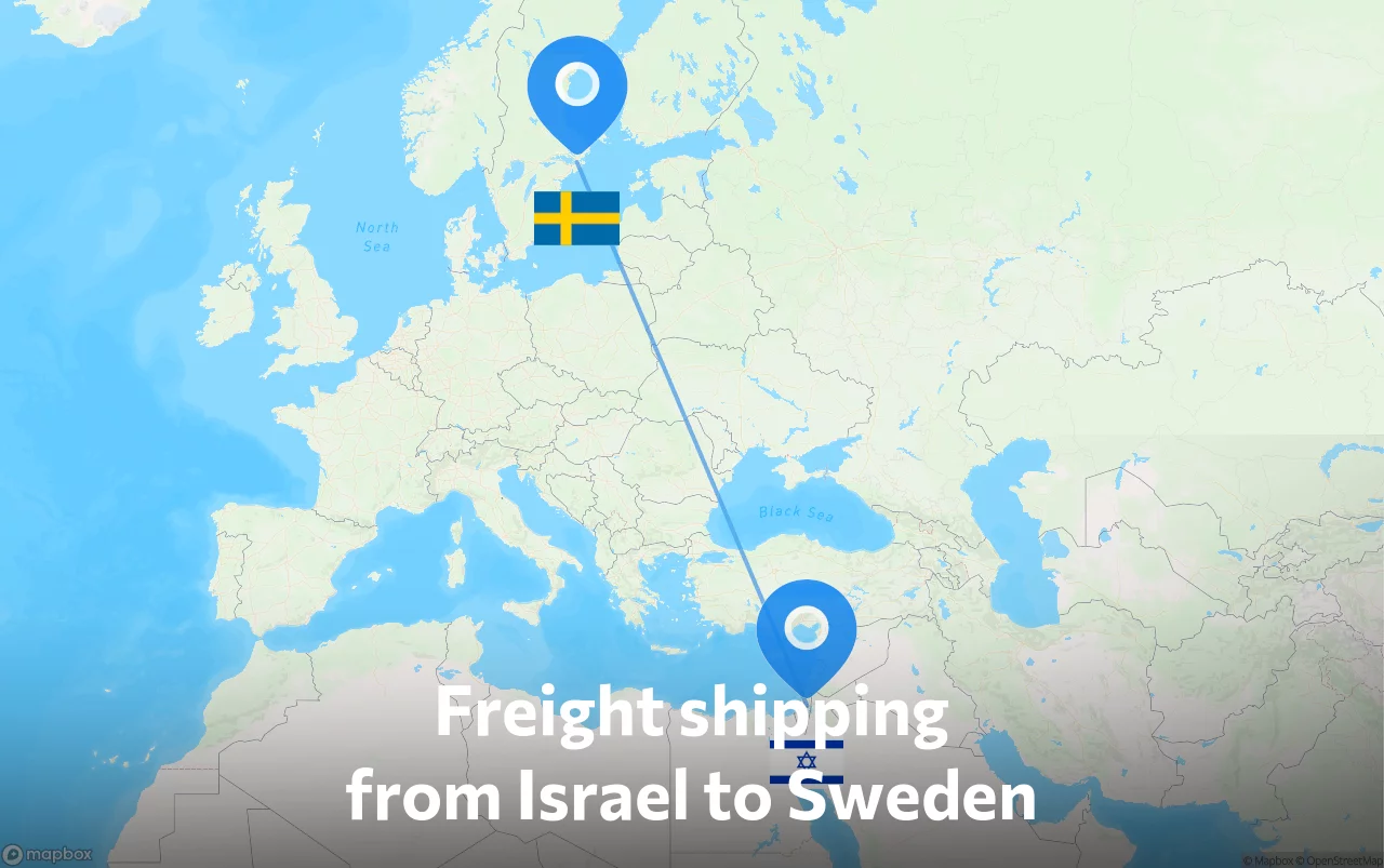 Shipping route from Israel to Sweden