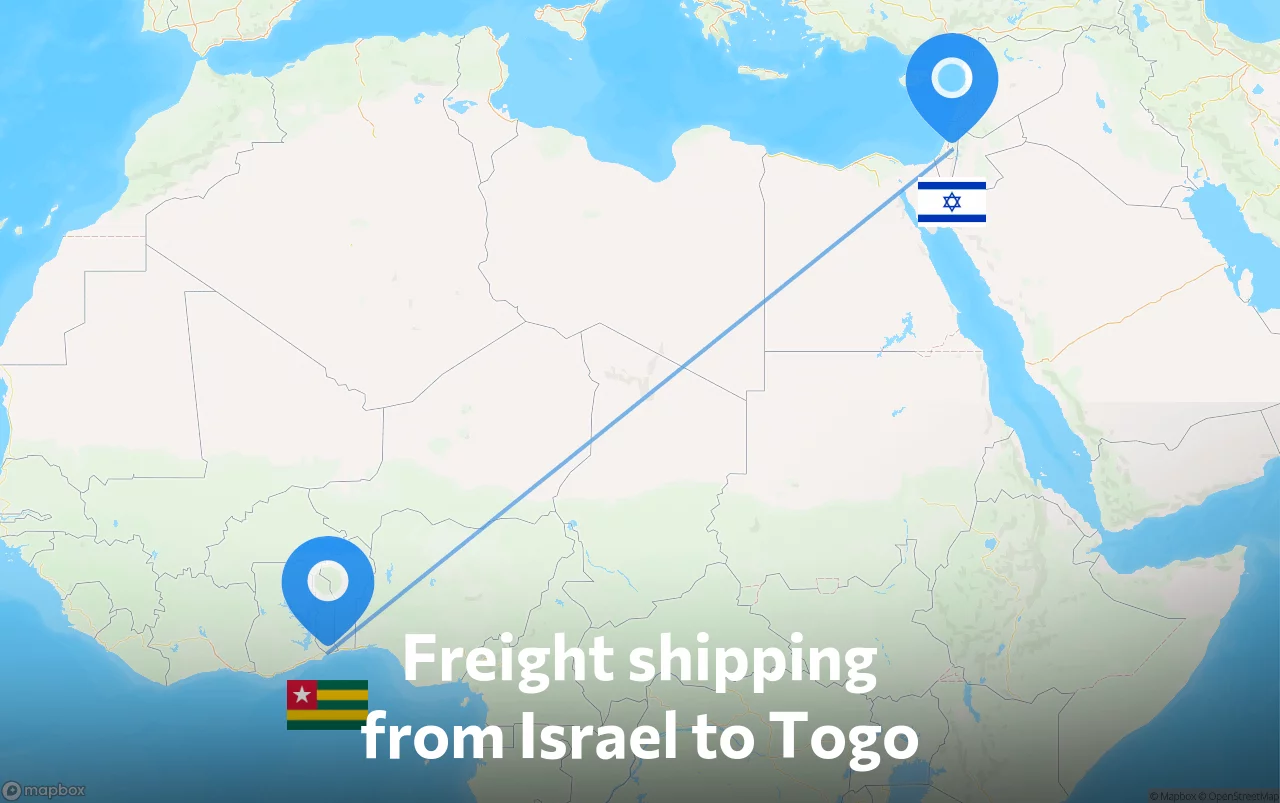 Shipping route from Israel to Togo