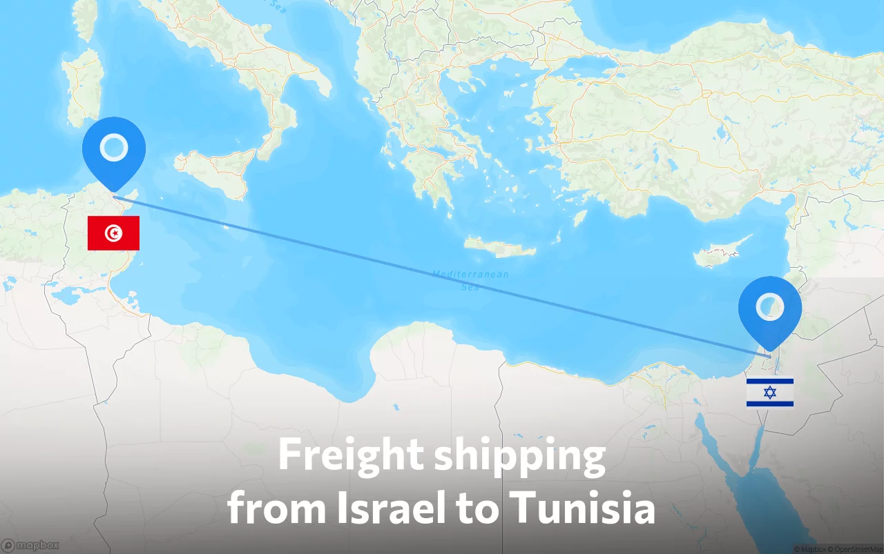 Shipping route from Israel to Tunisia