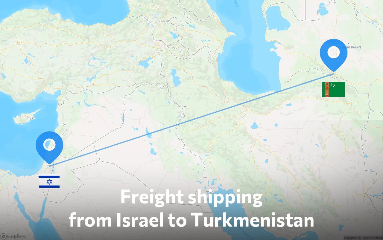 Shipping route from Israel to Turkmenistan