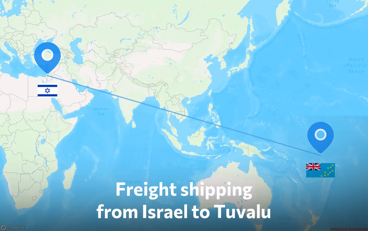 Shipping route from Israel to Tuvalu