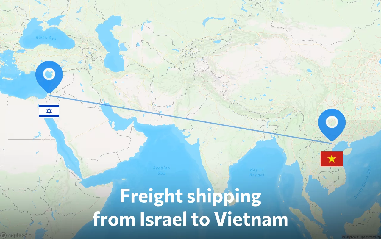 Shipping route from Israel to Vietnam