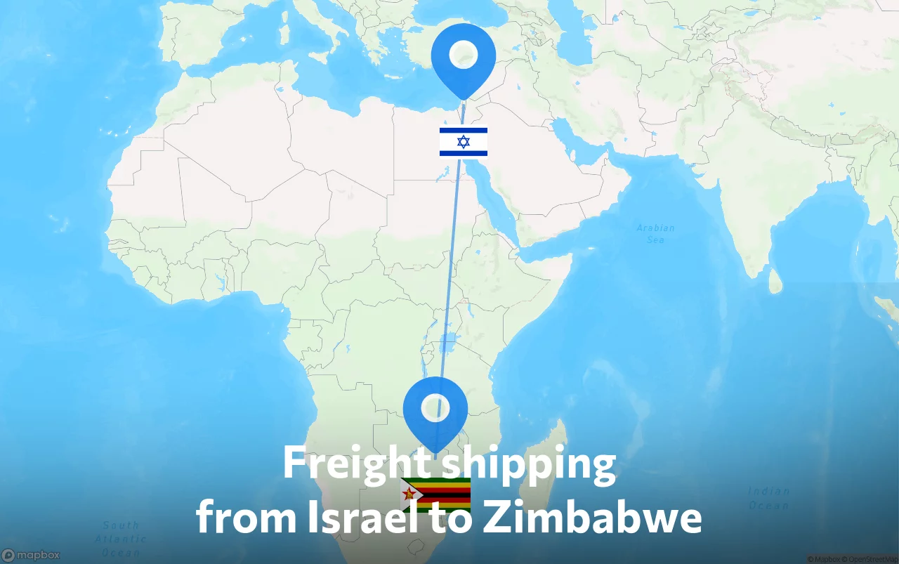 Shipping route from Israel to Zimbabwe