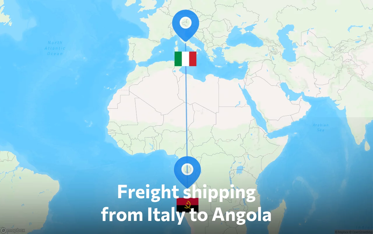Shipping route from Italy to Angola