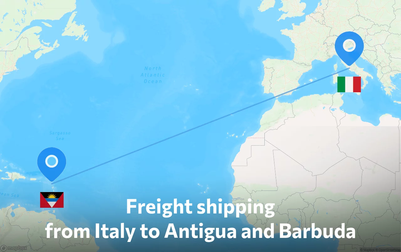 Shipping route from Italy to Antigua and Barbuda