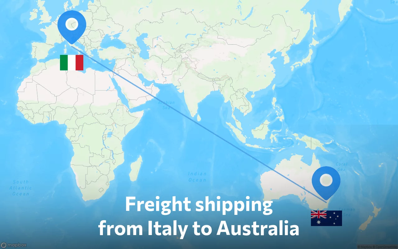 Shipping route from Italy to Australia
