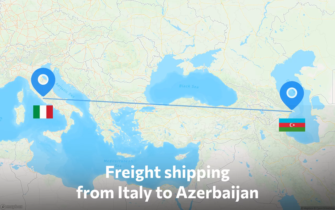 Shipping route from Italy to Azerbaijan