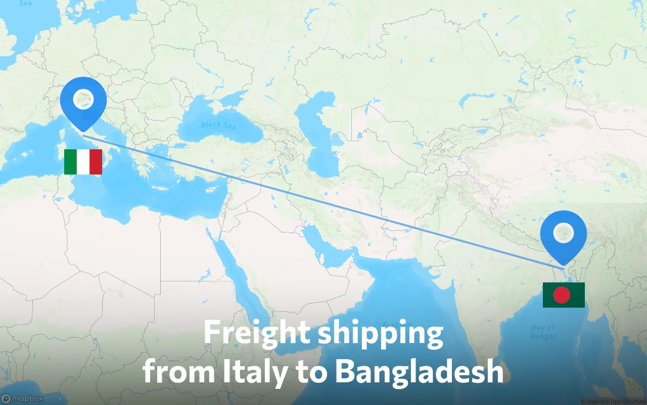 Shipping route from Italy to Bangladesh