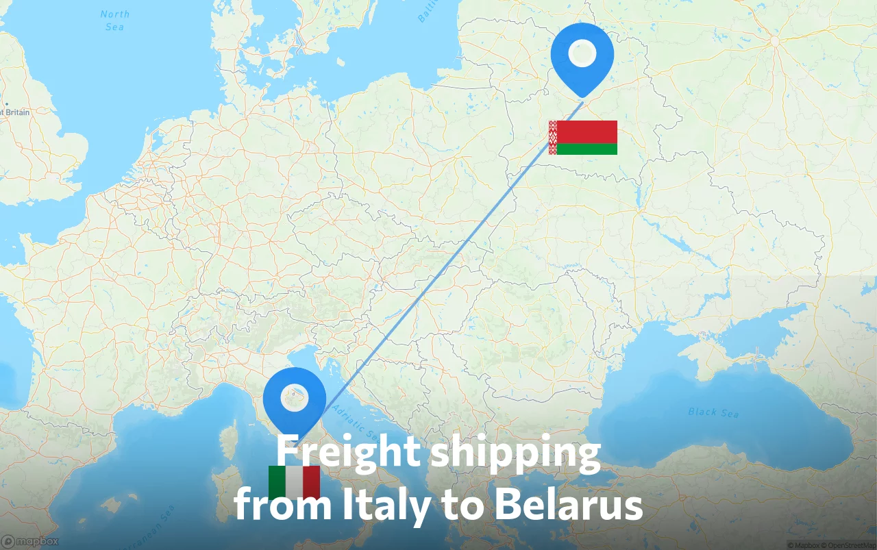 Shipping route from Italy to Belarus
